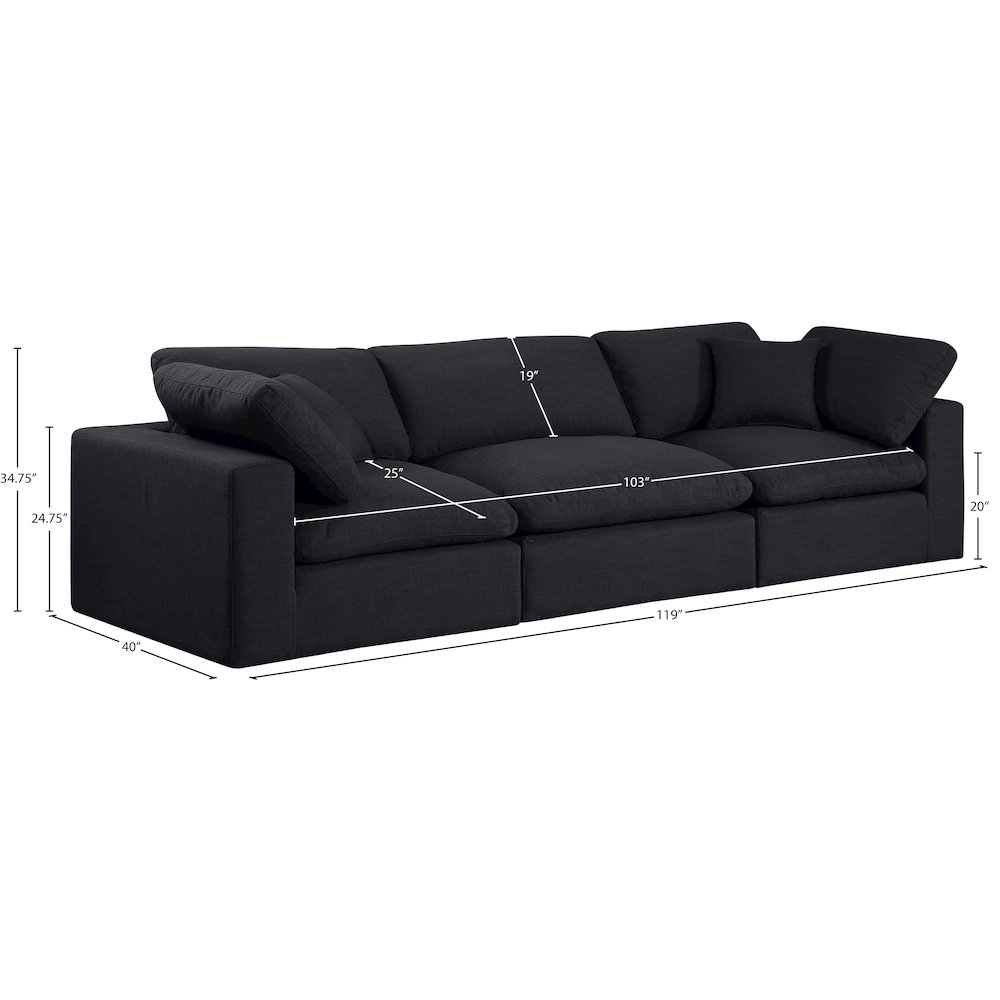 Comfy Black Linen Textured Fabric Modular Sofa. Picture 9
