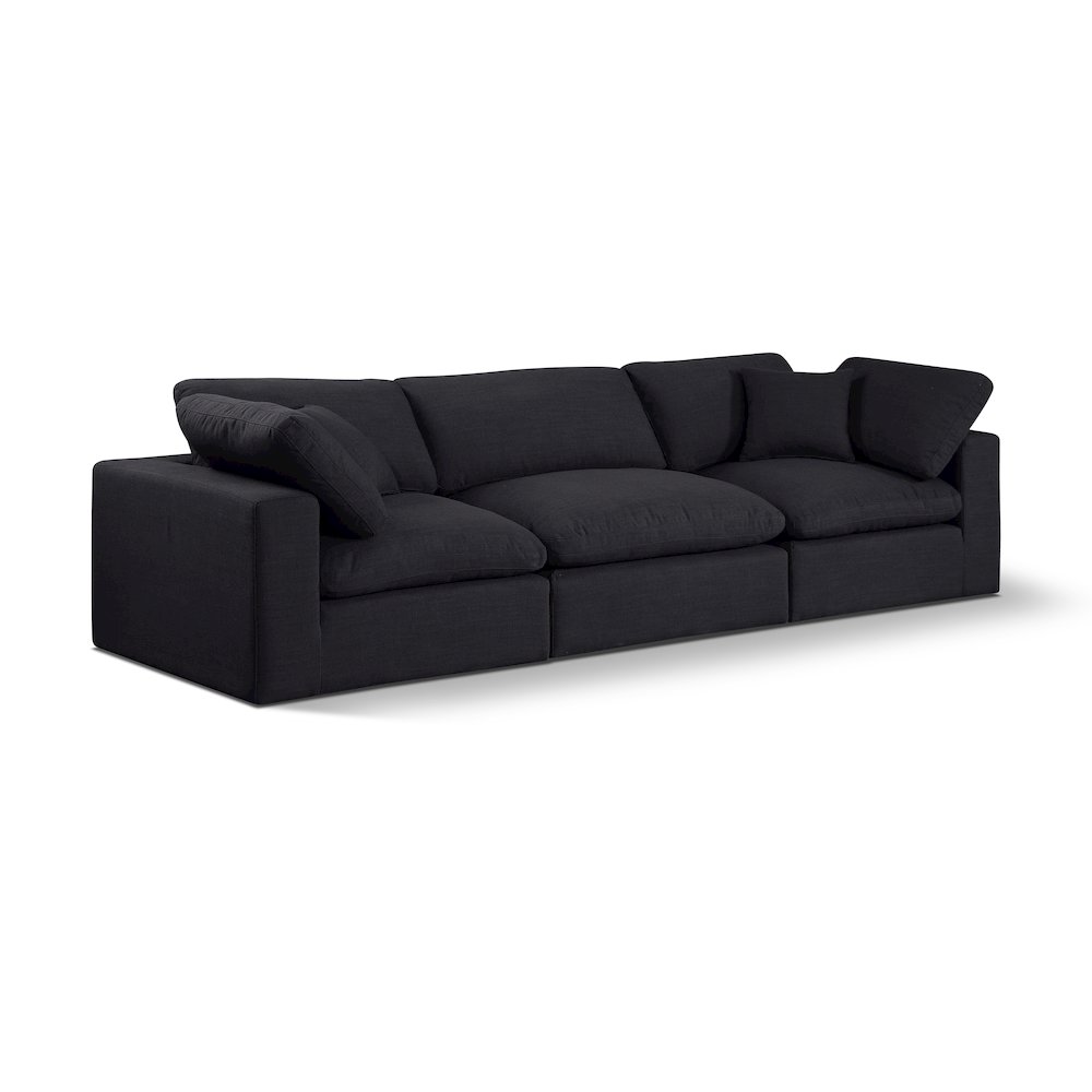 Comfy Black Linen Textured Fabric Modular Sofa. Picture 1