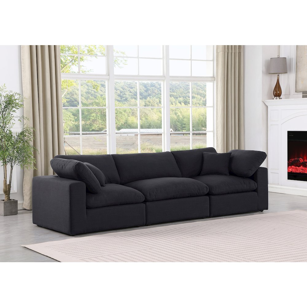 Comfy Black Linen Textured Fabric Modular Sofa. Picture 2