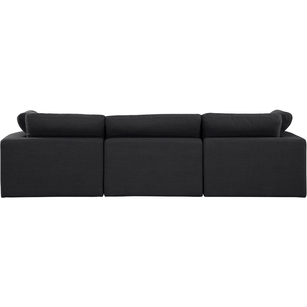 Comfy Black Linen Textured Fabric Modular Sofa. Picture 3