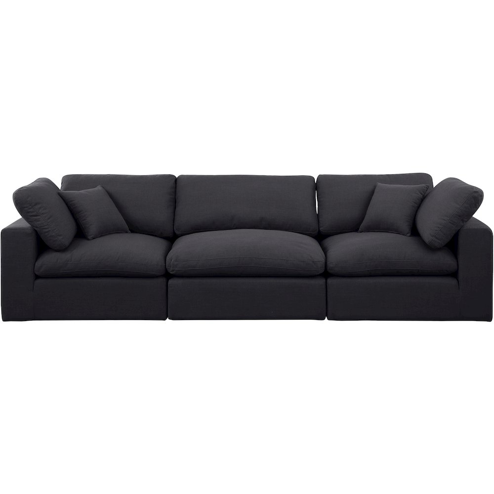 Comfy Black Linen Textured Fabric Modular Sofa. Picture 4