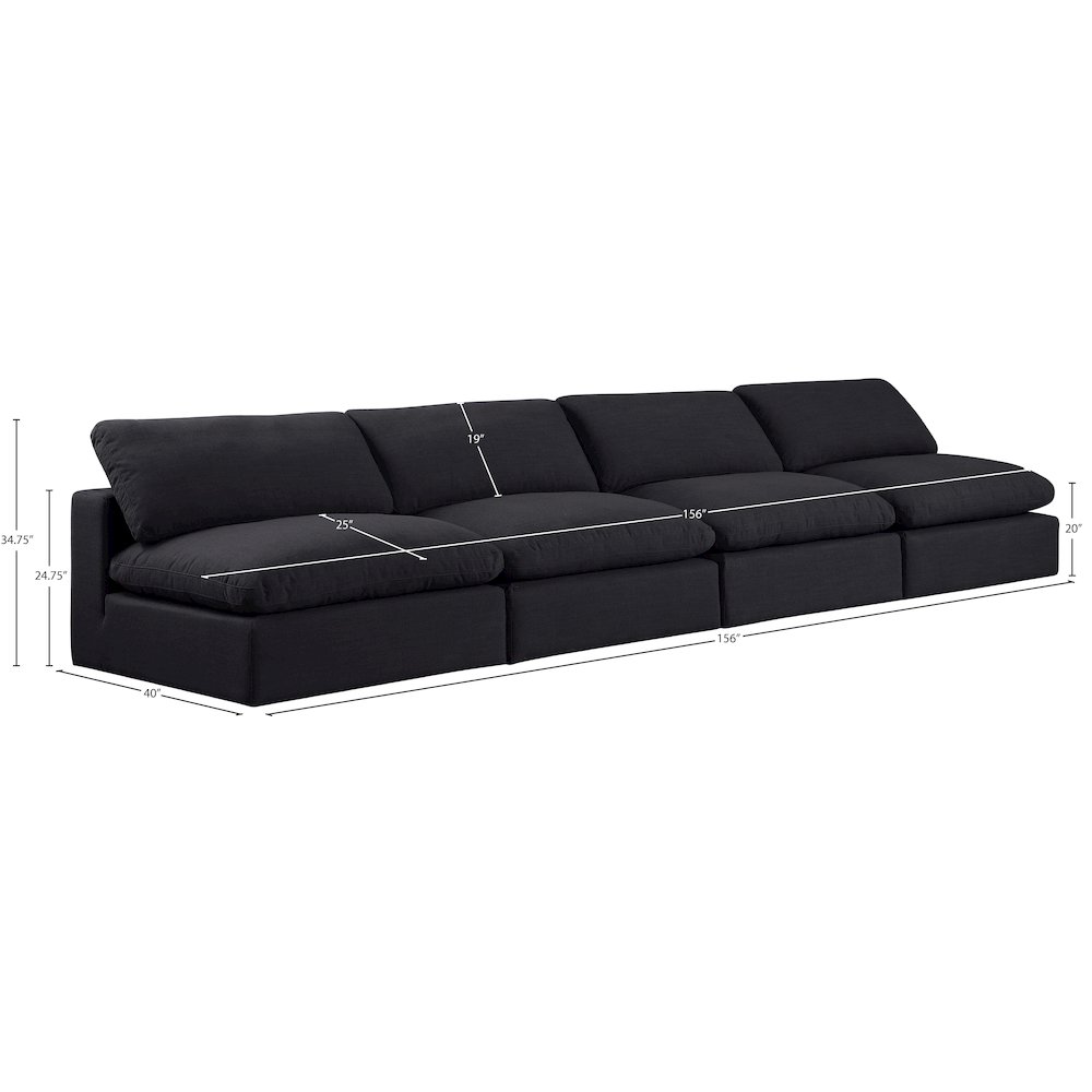 Comfy Black Linen Textured Fabric Modular Sofa. Picture 9