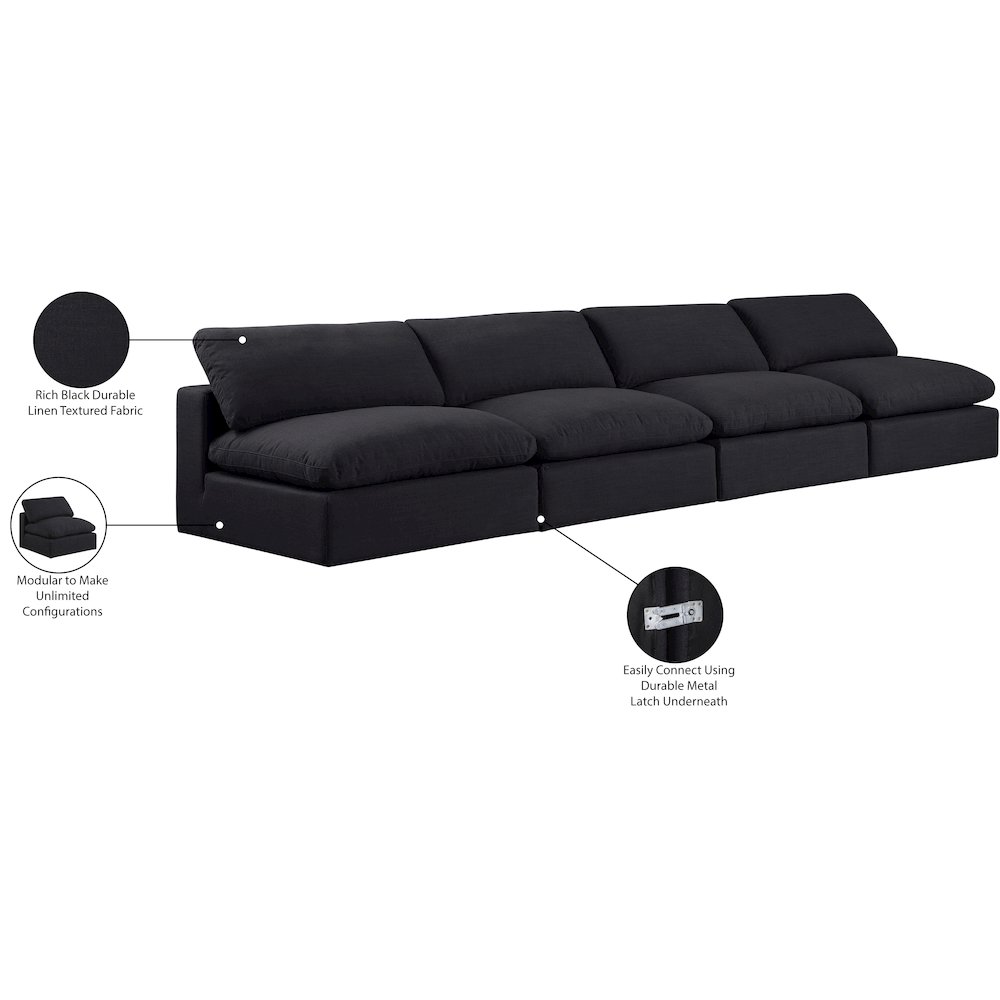 Comfy Black Linen Textured Fabric Modular Sofa. Picture 10