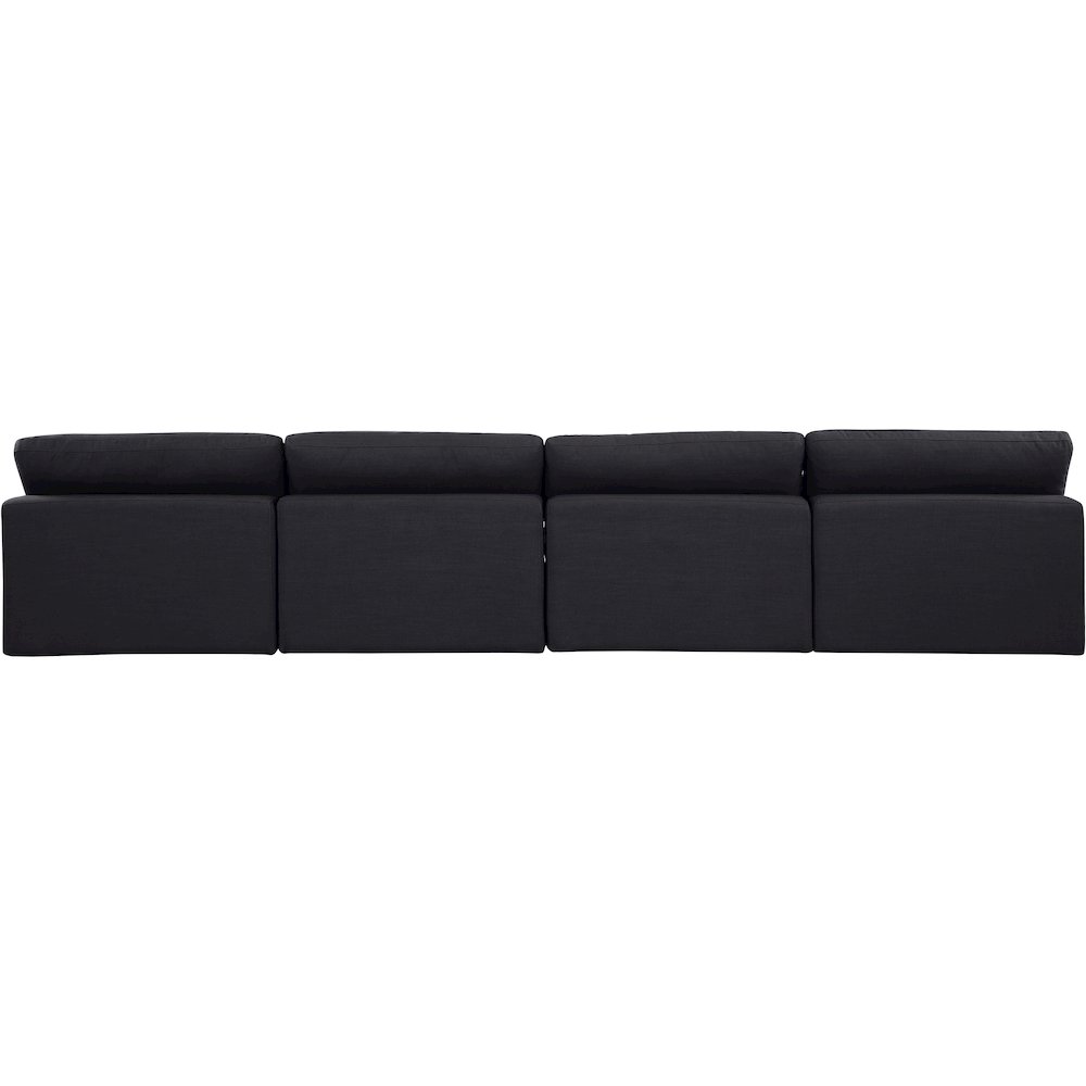 Comfy Black Linen Textured Fabric Modular Sofa. Picture 3