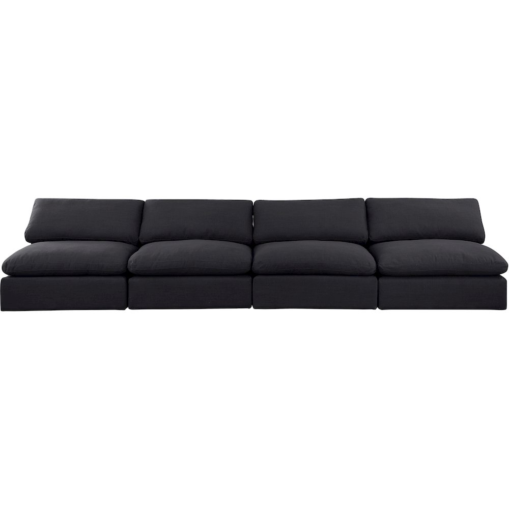 Comfy Black Linen Textured Fabric Modular Sofa. Picture 4