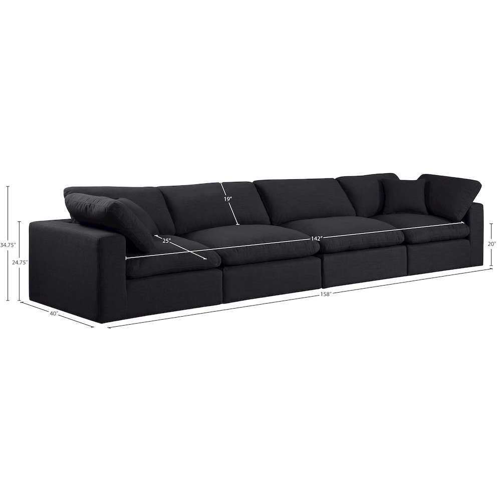 Comfy Black Linen Textured Fabric Modular Sofa. Picture 9