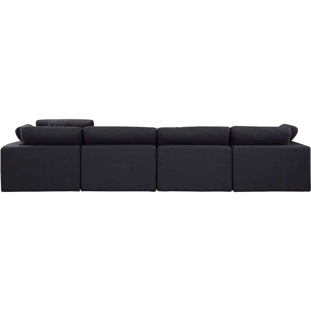 Comfy Black Linen Textured Fabric Modular Sofa. Picture 3