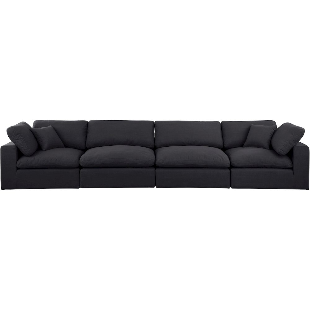 Comfy Black Linen Textured Fabric Modular Sofa. Picture 4