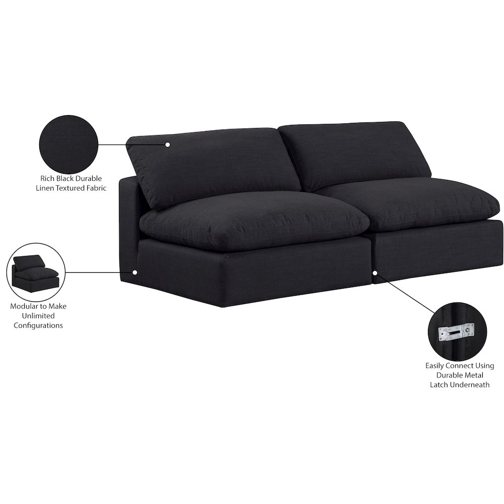 Comfy Black Linen Textured Fabric Modular Sofa. Picture 10