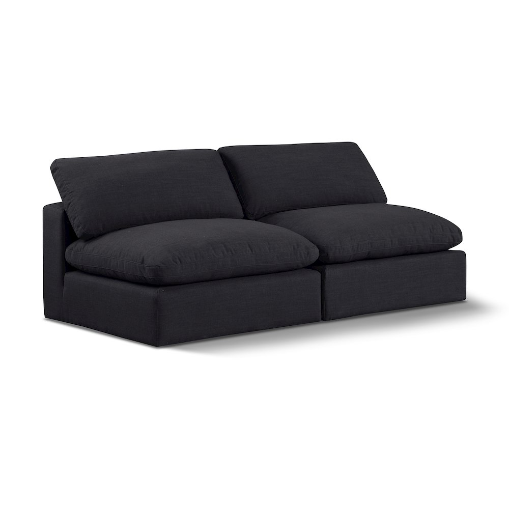 Comfy Black Linen Textured Fabric Modular Sofa. Picture 1