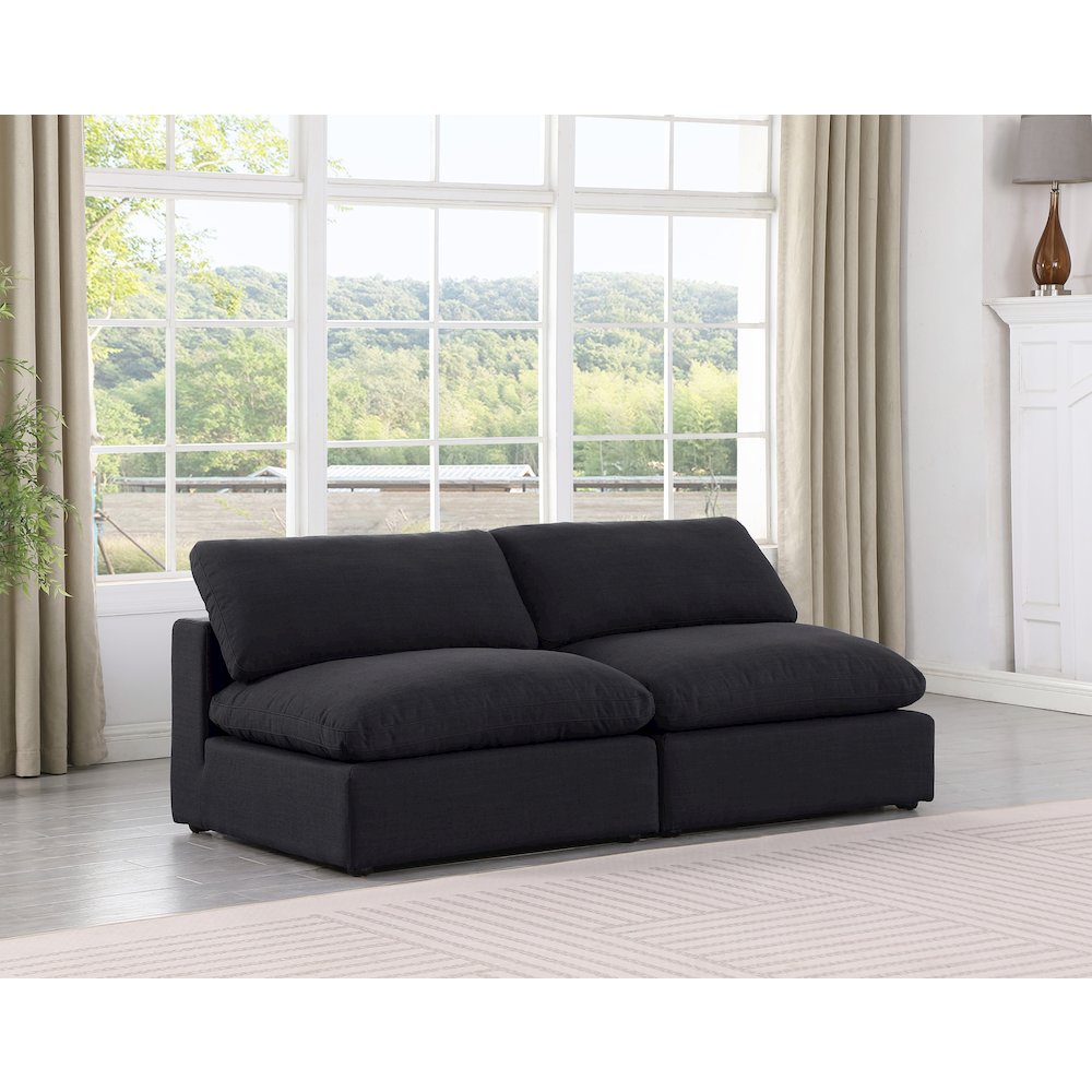 Comfy Black Linen Textured Fabric Modular Sofa. Picture 2