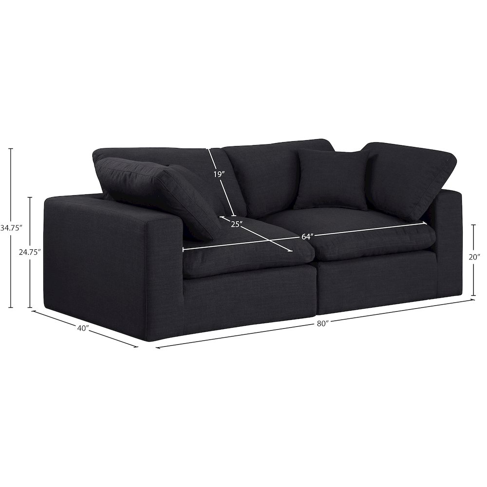 Comfy Black Linen Textured Fabric Modular Sofa. Picture 9