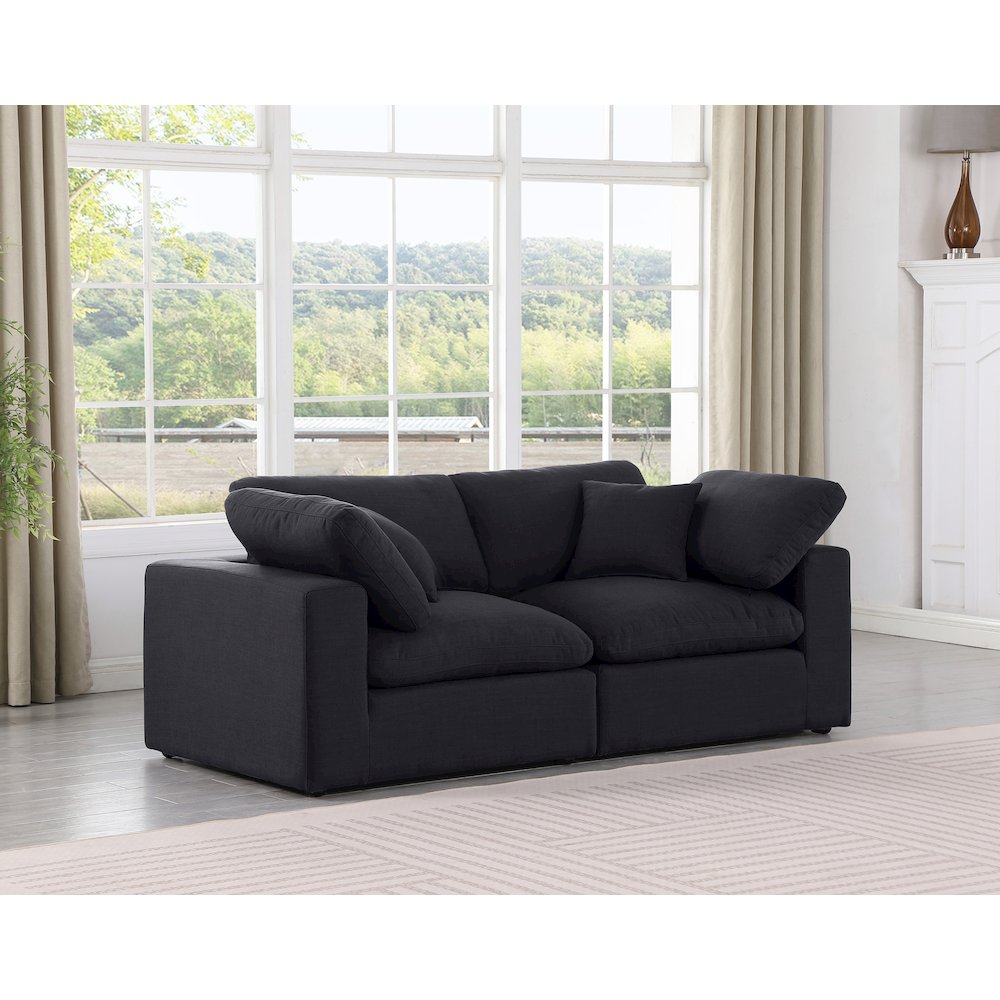 Comfy Black Linen Textured Fabric Modular Sofa. Picture 2