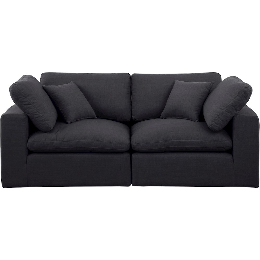 Comfy Black Linen Textured Fabric Modular Sofa. Picture 4