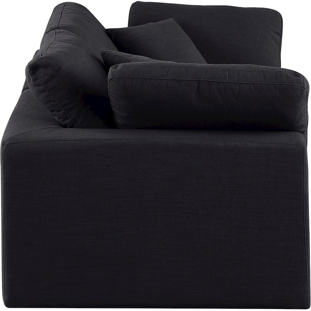 Comfy Black Linen Textured Fabric Modular Sofa. Picture 5