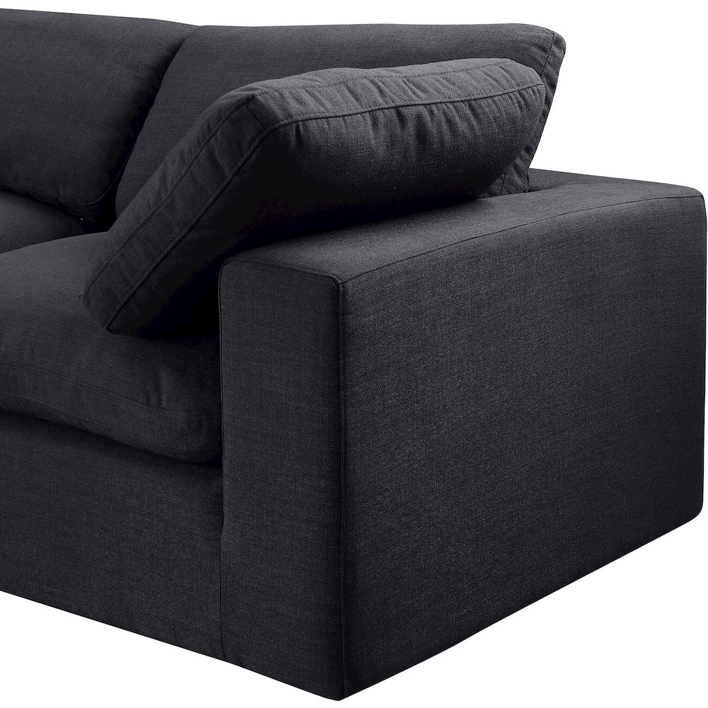 Comfy Black Linen Textured Fabric Modular Sofa. Picture 7