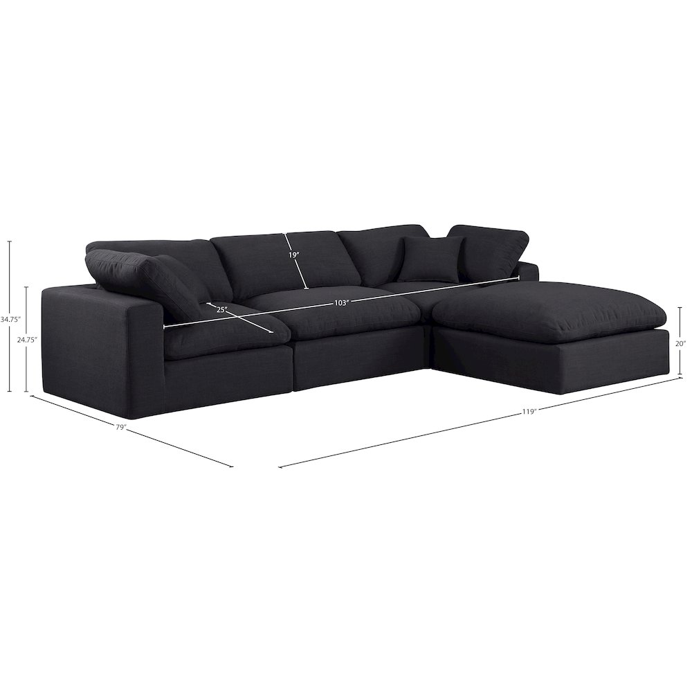 Comfy Black Linen Textured Fabric Modular Sectional. Picture 15