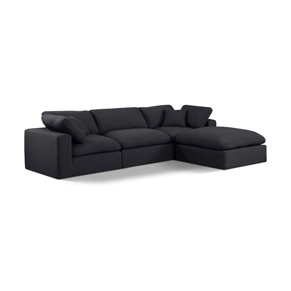 Comfy Black Linen Textured Fabric Modular Sectional. Picture 1