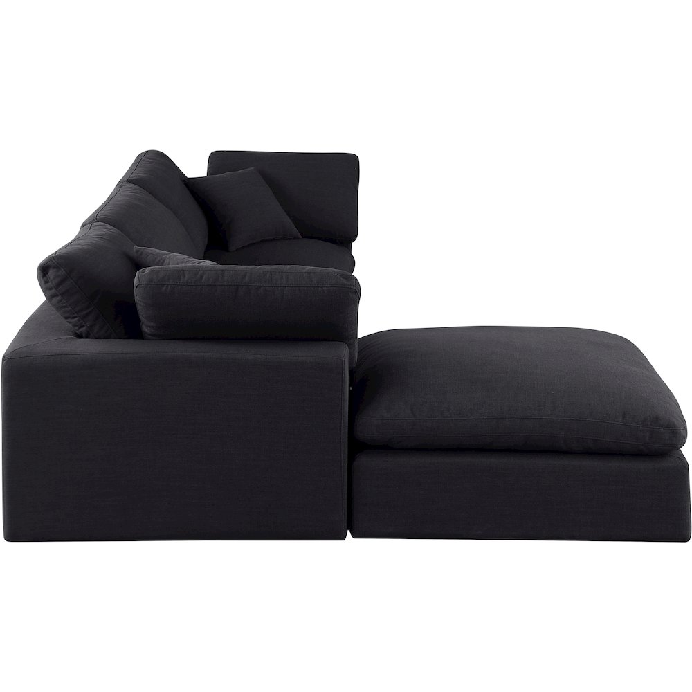 Comfy Black Linen Textured Fabric Modular Sectional. Picture 10
