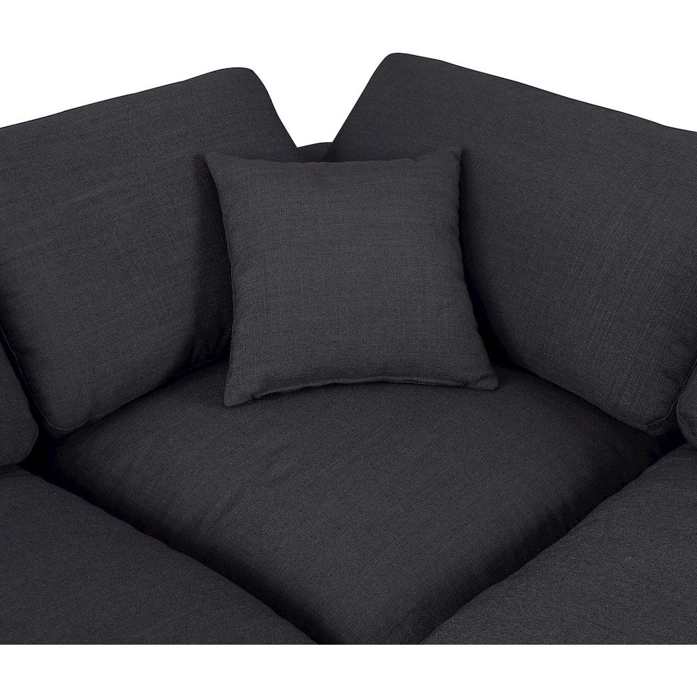 Comfy Black Linen Textured Fabric Modular Sectional. Picture 13