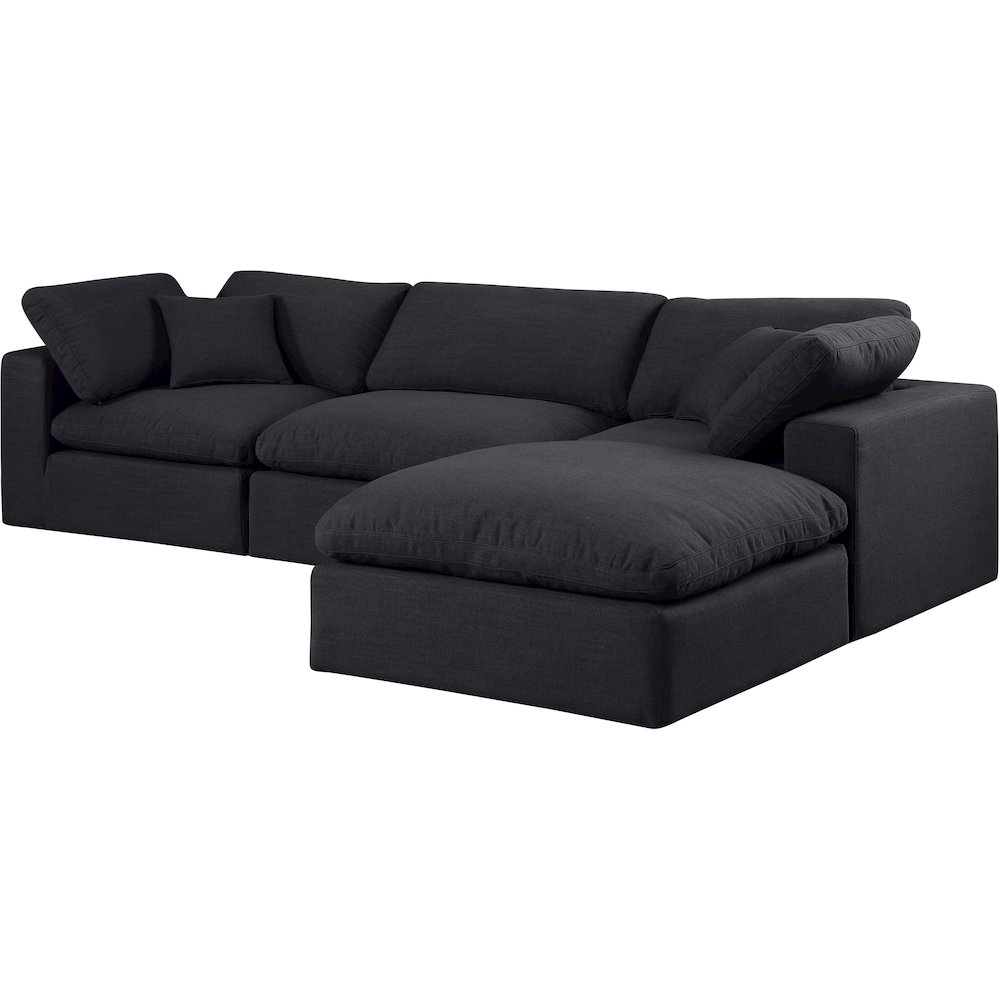 Comfy Black Linen Textured Fabric Modular Sectional. Picture 2