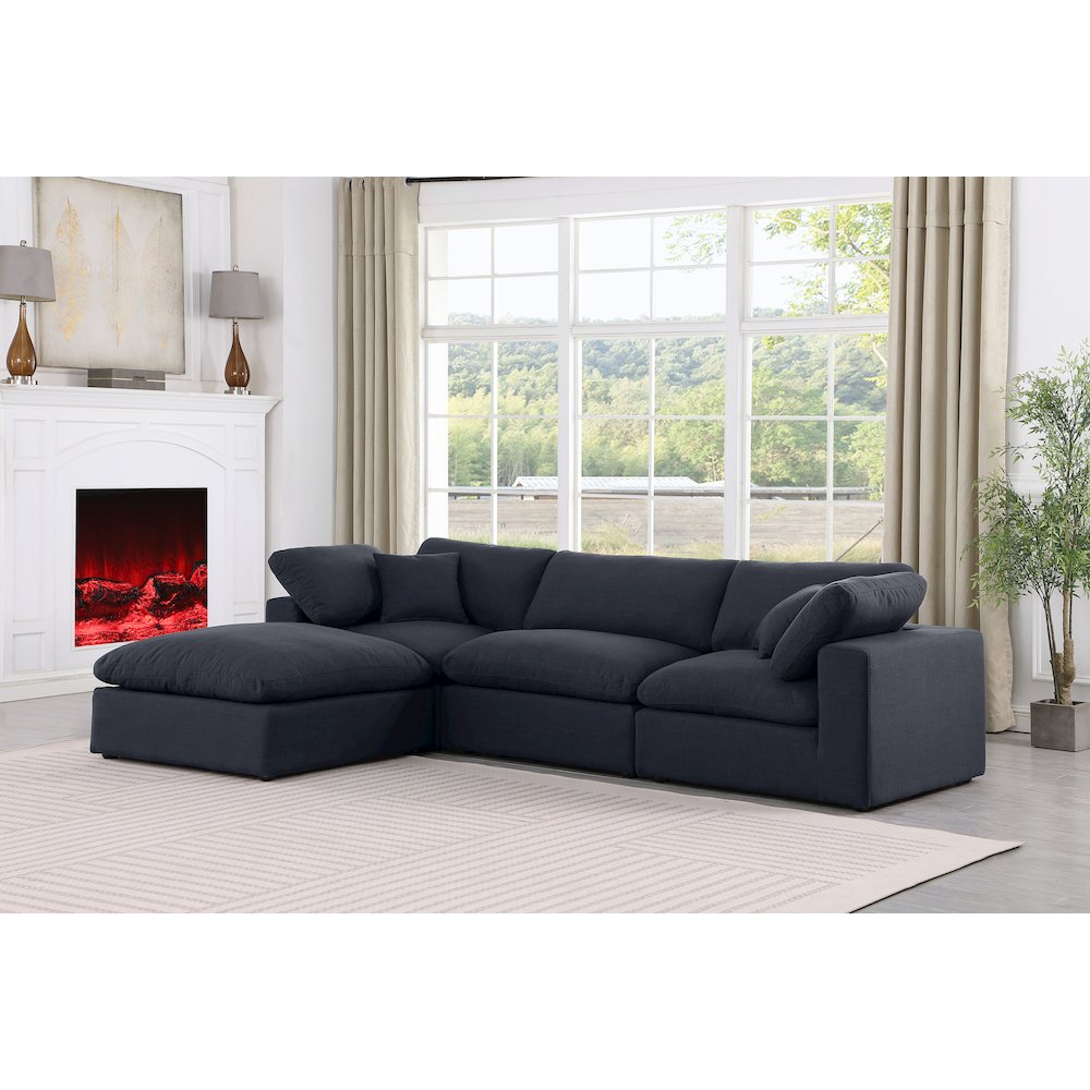 Comfy Black Linen Textured Fabric Modular Sectional. Picture 3