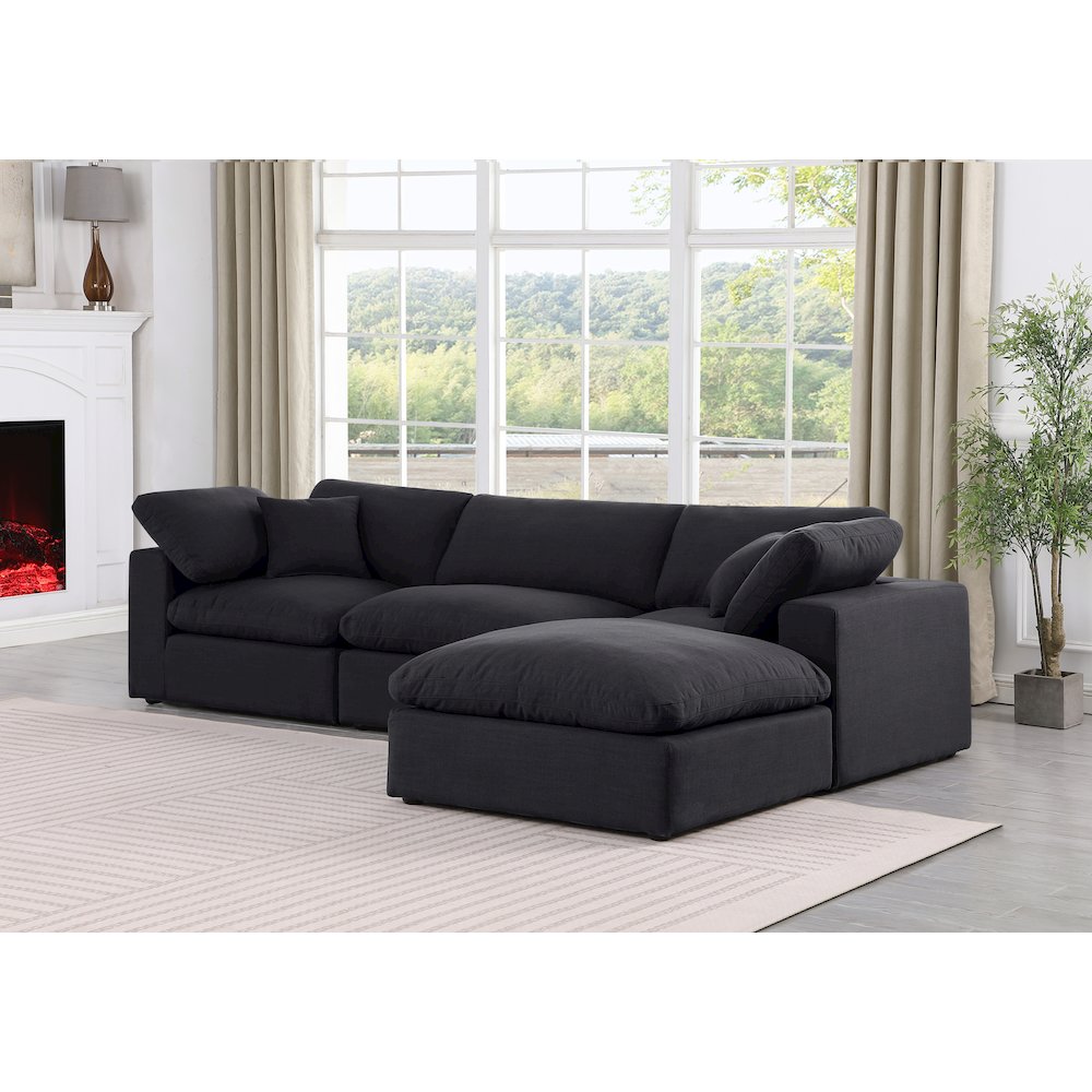 Comfy Black Linen Textured Fabric Modular Sectional. Picture 4