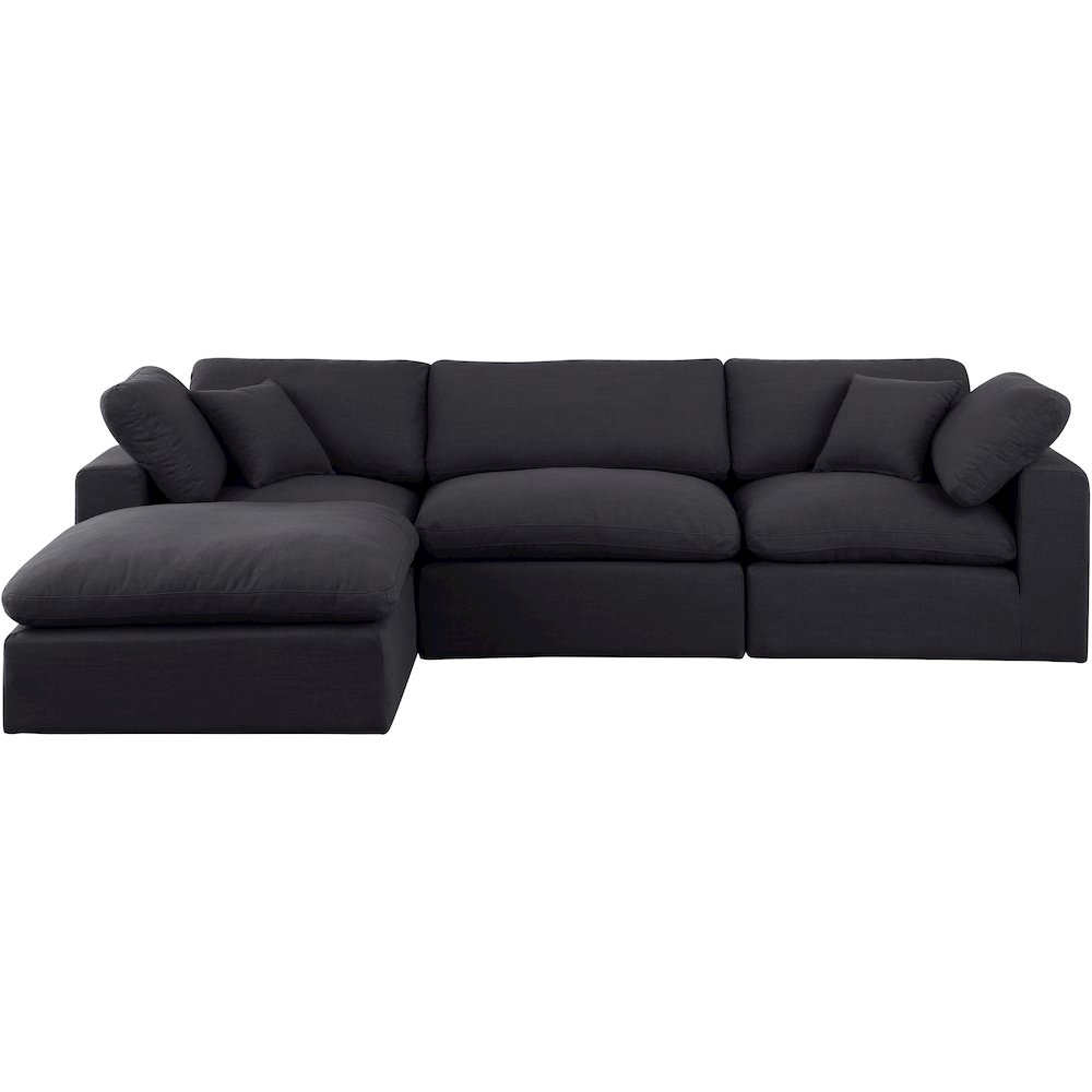 Comfy Black Linen Textured Fabric Modular Sectional. Picture 7