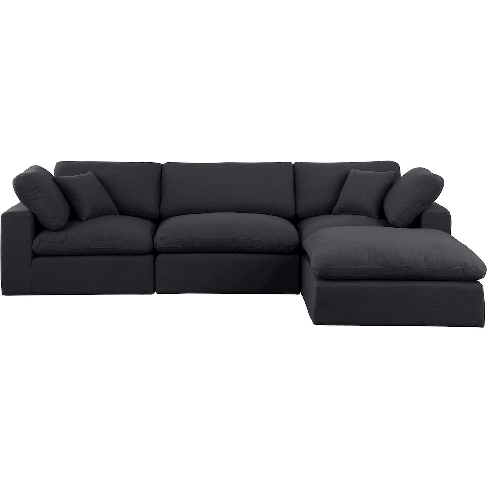 Comfy Black Linen Textured Fabric Modular Sectional. Picture 8