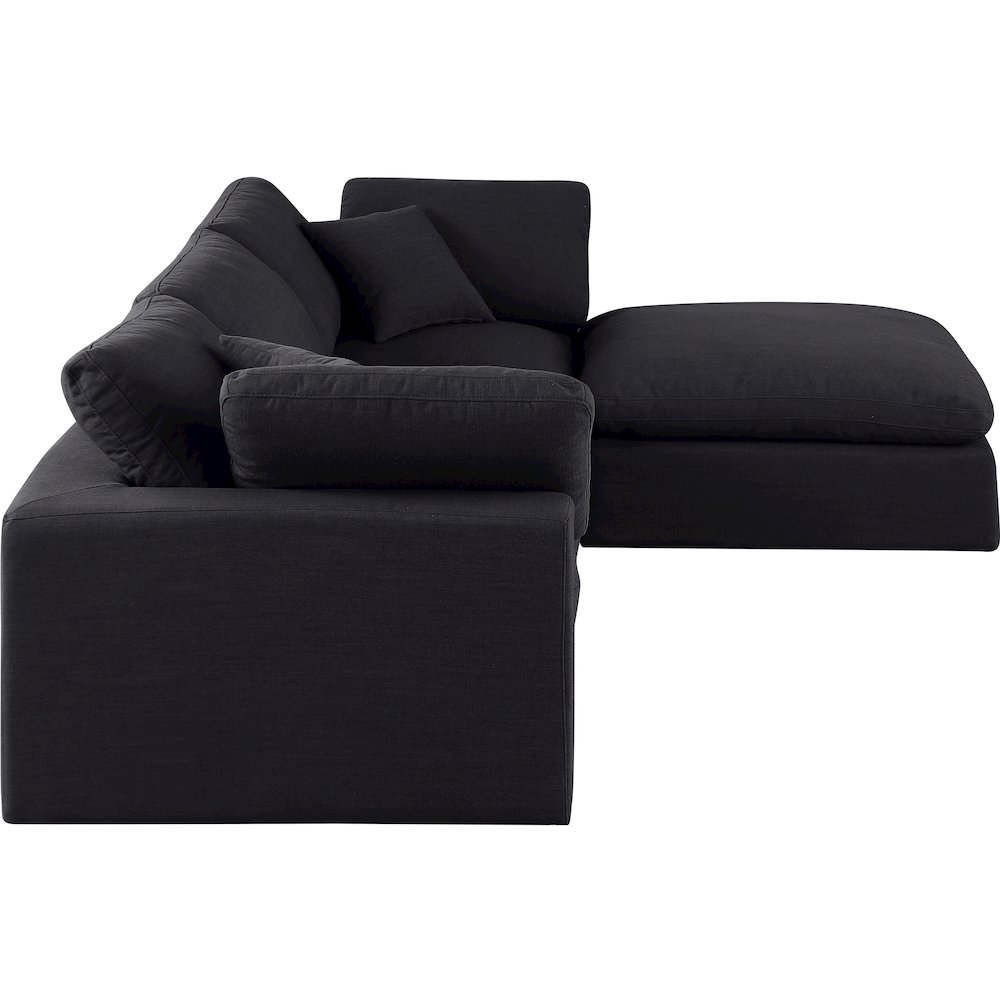 Comfy Black Linen Textured Fabric Modular Sectional. Picture 9