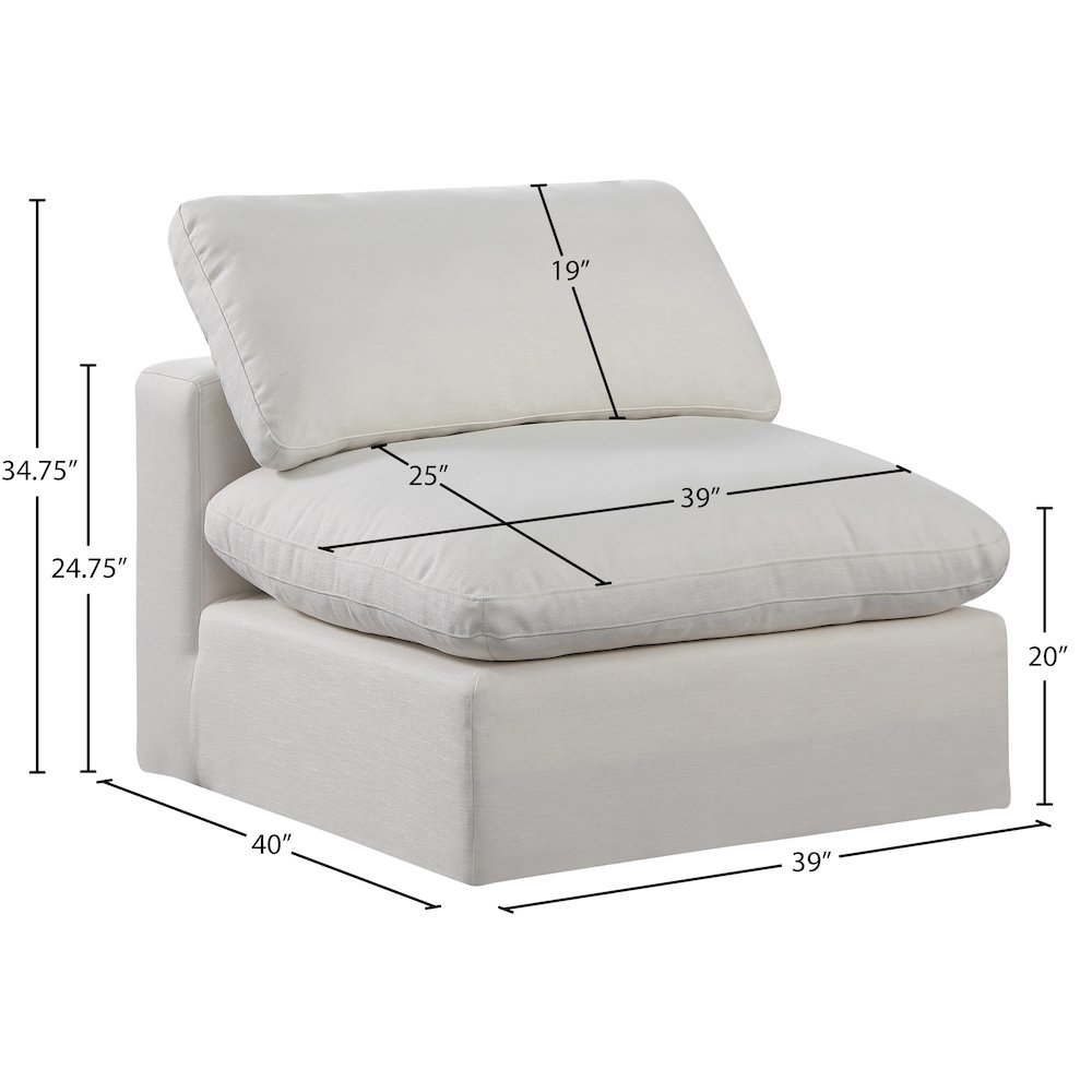 Comfy Cream Linen Textured Fabric Modular Armless Chair. Picture 9