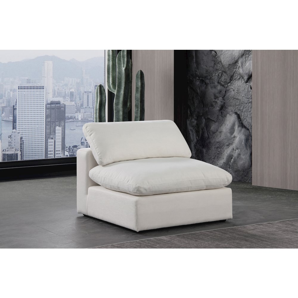 Comfy Cream Linen Textured Fabric Modular Armless Chair. Picture 2