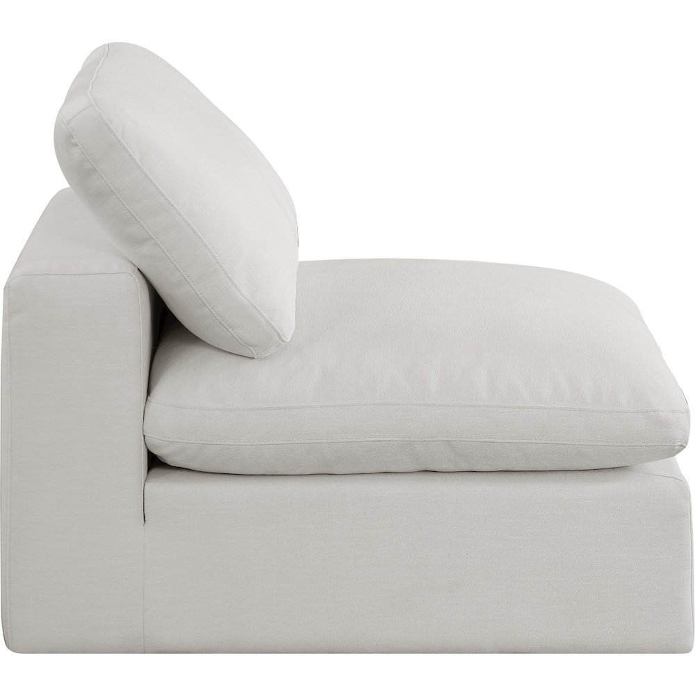 Comfy Cream Linen Textured Fabric Modular Armless Chair. Picture 5