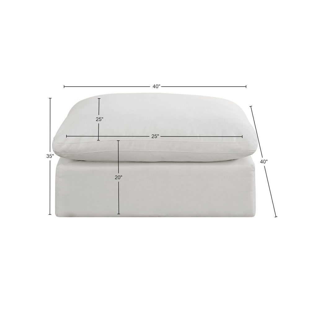 Comfy Cream Linen Textured Fabric Modular Ottoman. Picture 5