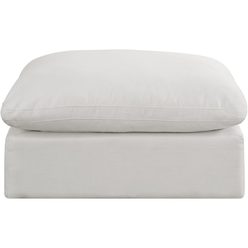 Comfy Cream Linen Textured Fabric Modular Ottoman. Picture 3