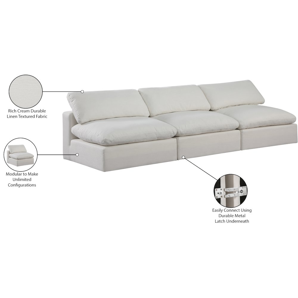 Comfy Cream Linen Textured Fabric Modular Sofa. Picture 10