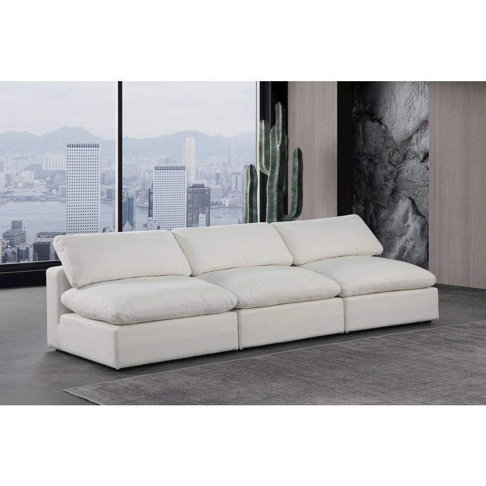 Comfy Cream Linen Textured Fabric Modular Sofa. Picture 2