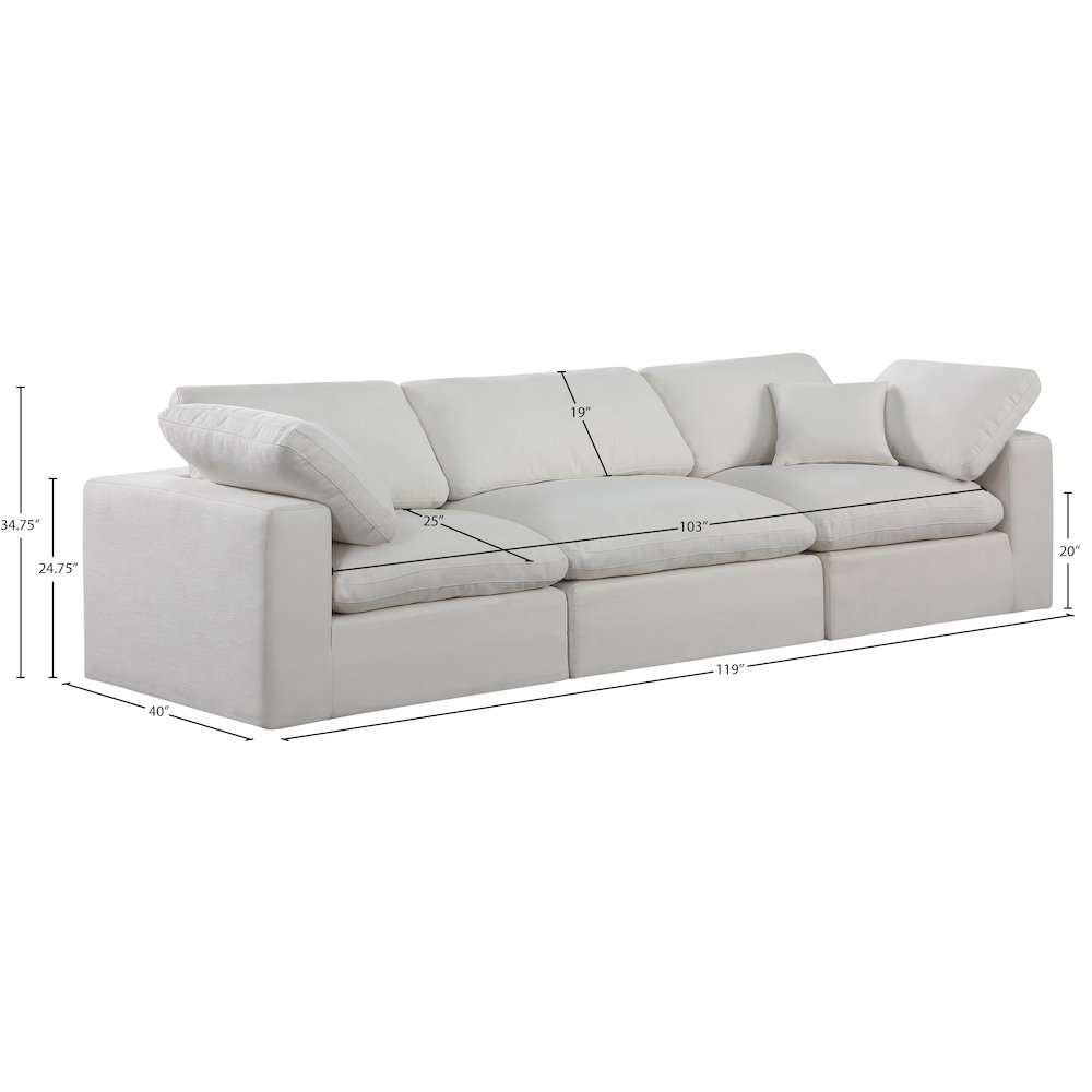 Comfy Cream Linen Textured Fabric Modular Sofa. Picture 9