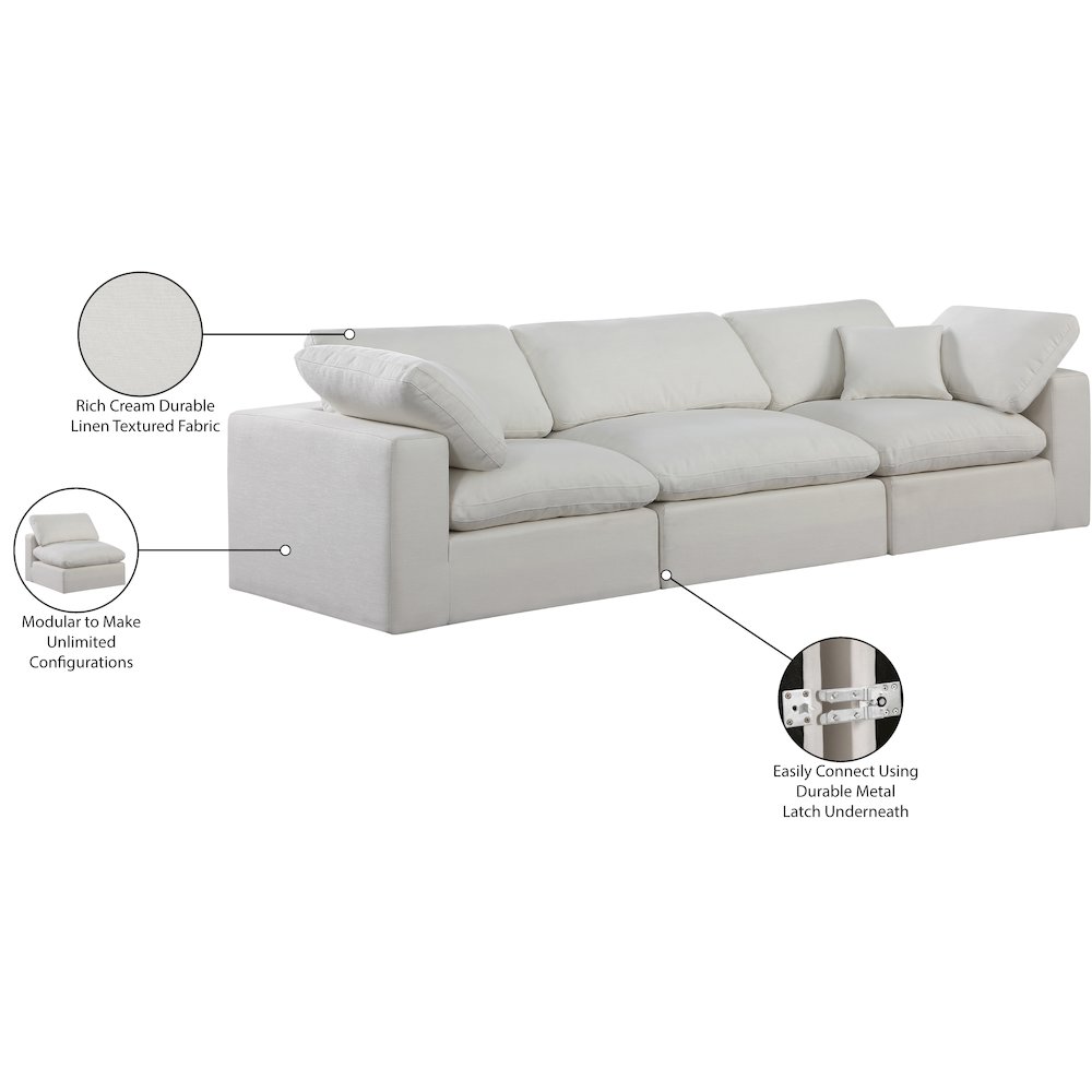 Comfy Cream Linen Textured Fabric Modular Sofa. Picture 10