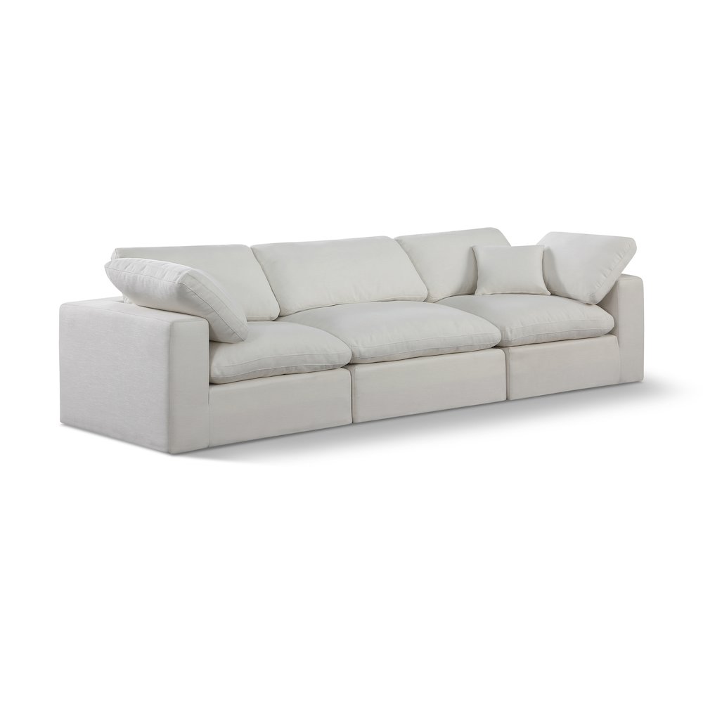 Comfy Cream Linen Textured Fabric Modular Sofa. Picture 1