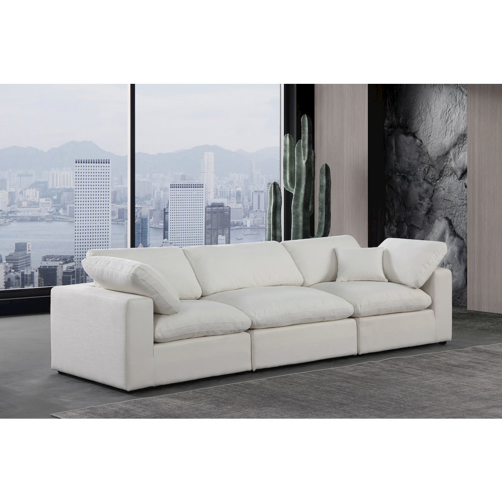 Comfy Cream Linen Textured Fabric Modular Sofa. Picture 2