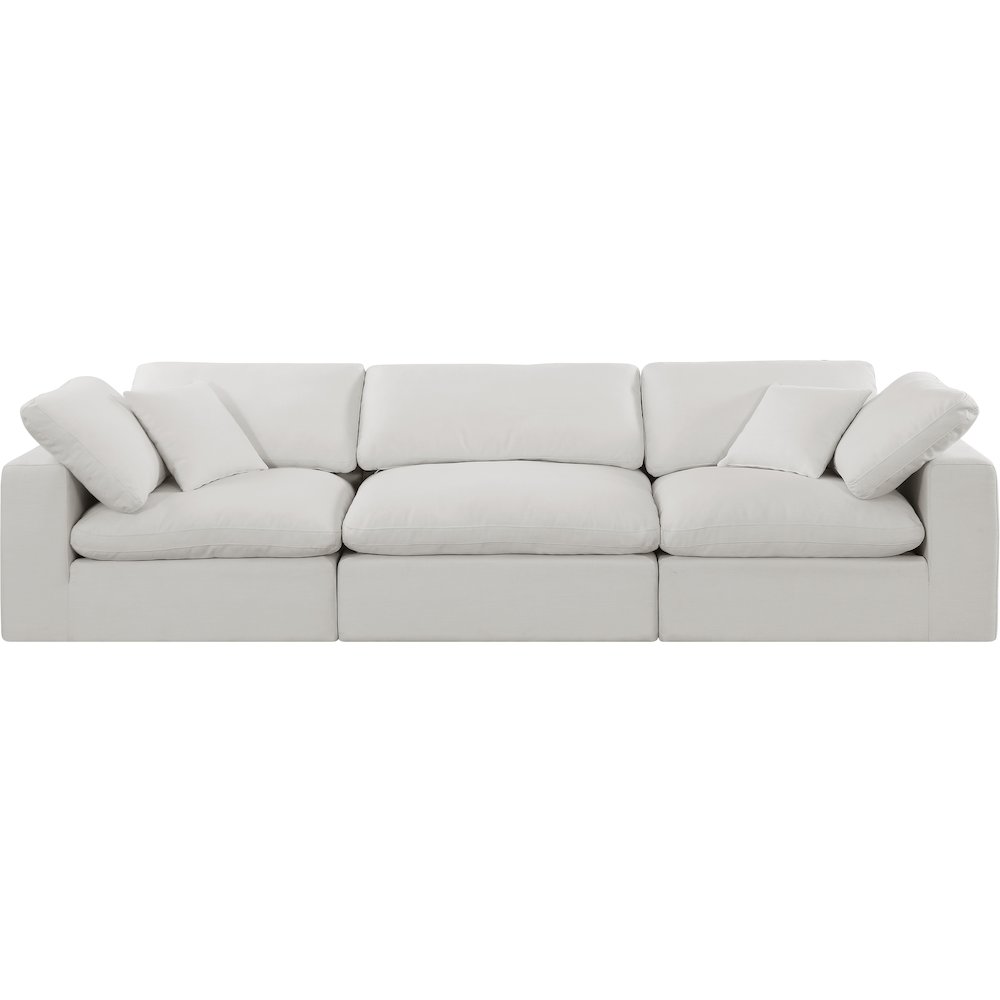Comfy Cream Linen Textured Fabric Modular Sofa. Picture 4