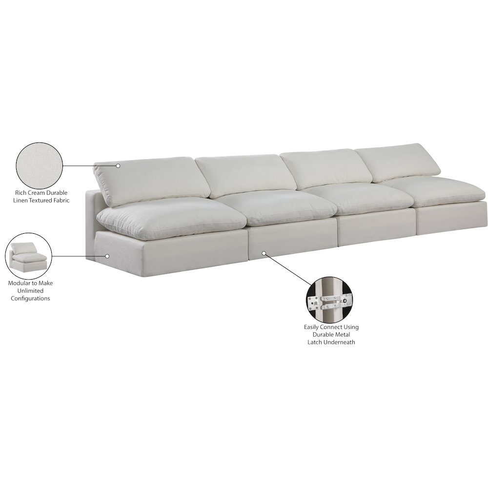 Comfy Cream Linen Textured Fabric Modular Sofa. Picture 10