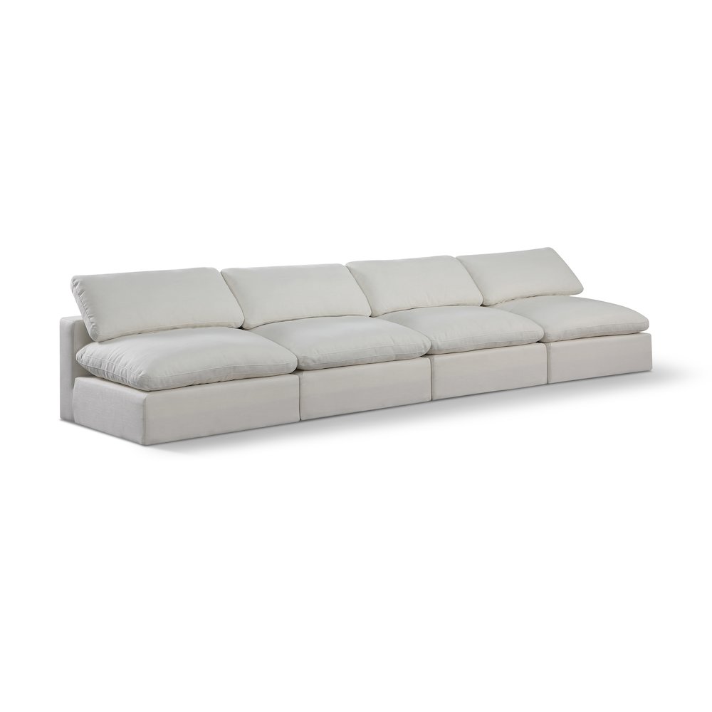 Comfy Cream Linen Textured Fabric Modular Sofa. Picture 1