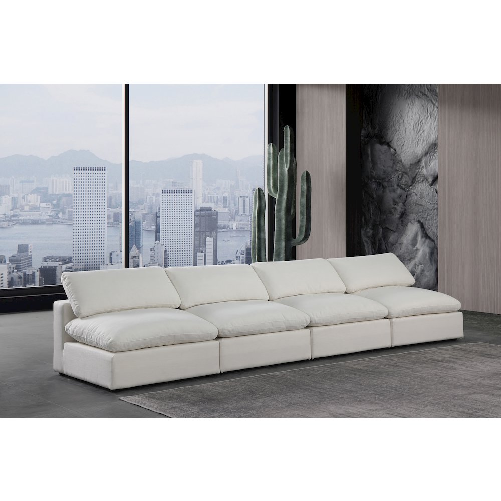 Comfy Cream Linen Textured Fabric Modular Sofa. Picture 2