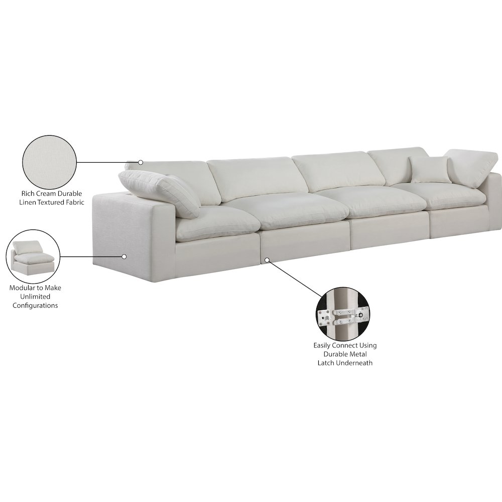 Comfy Cream Linen Textured Fabric Modular Sofa. Picture 10
