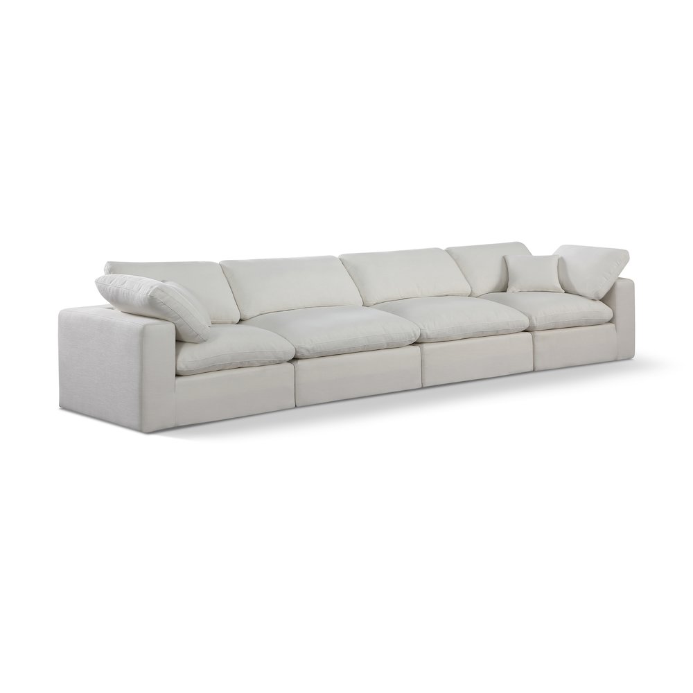 Comfy Cream Linen Textured Fabric Modular Sofa. Picture 1