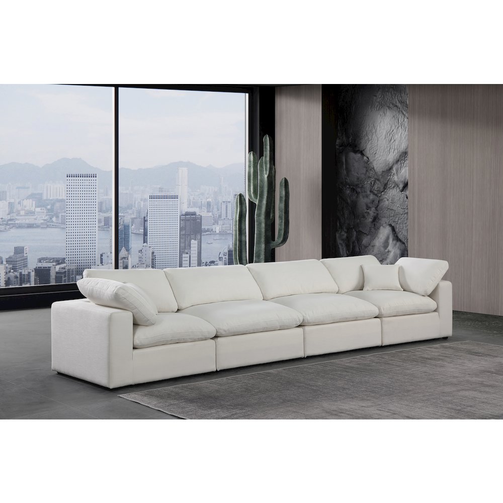 Comfy Cream Linen Textured Fabric Modular Sofa. Picture 2
