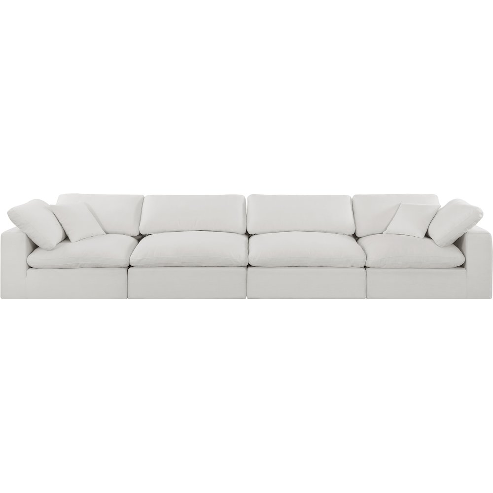 Comfy Cream Linen Textured Fabric Modular Sofa. Picture 4