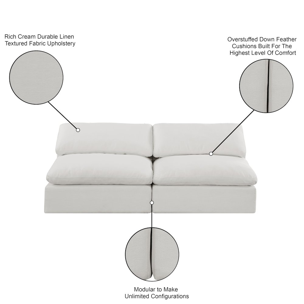 Comfy Cream Linen Textured Fabric Modular Sofa. Picture 10